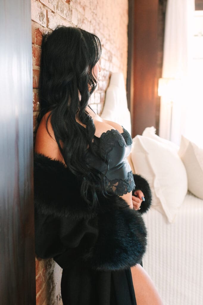 fur coat boudoir outfit