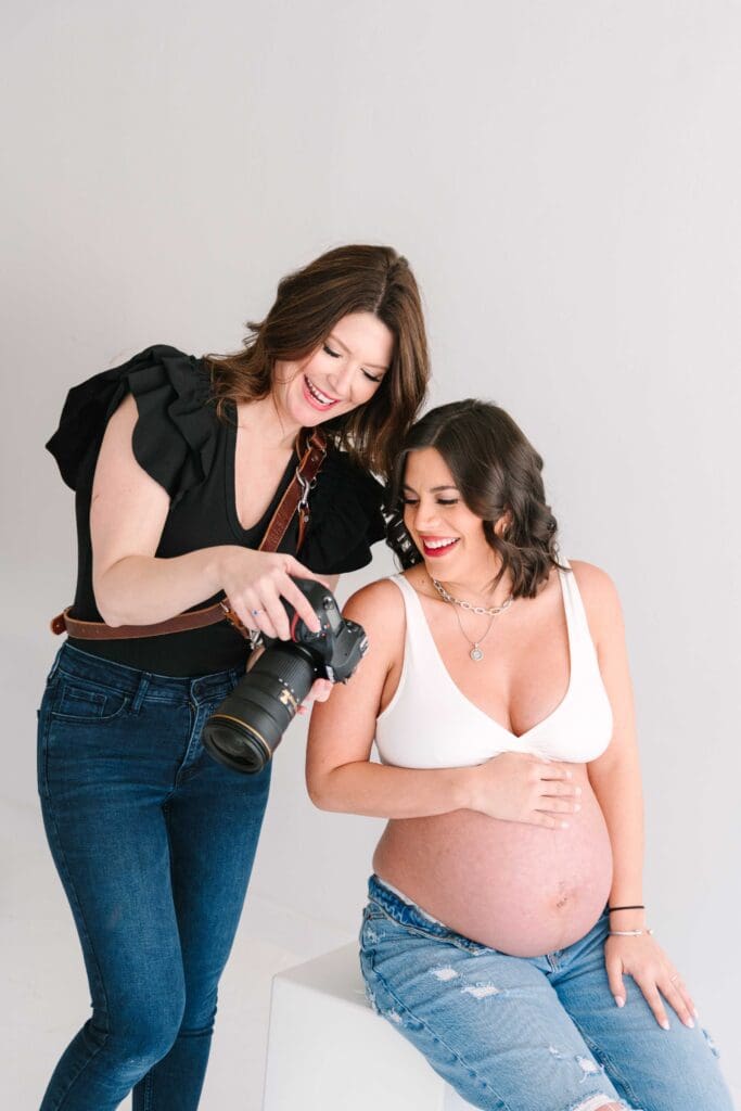 Woman feeling comfortable during photography session